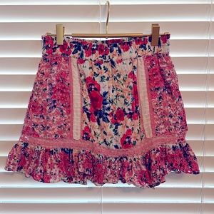 LoveShackFancy Sz S detailed stitching mini skirt